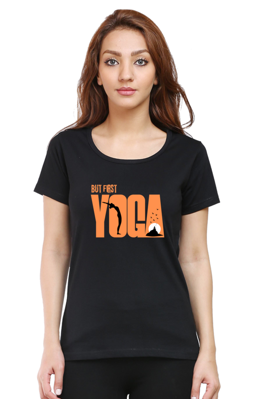 Begonia Official Yoga motivation Women's Graphic Printed Round neck Half Sleeve Cotton T-Shirt